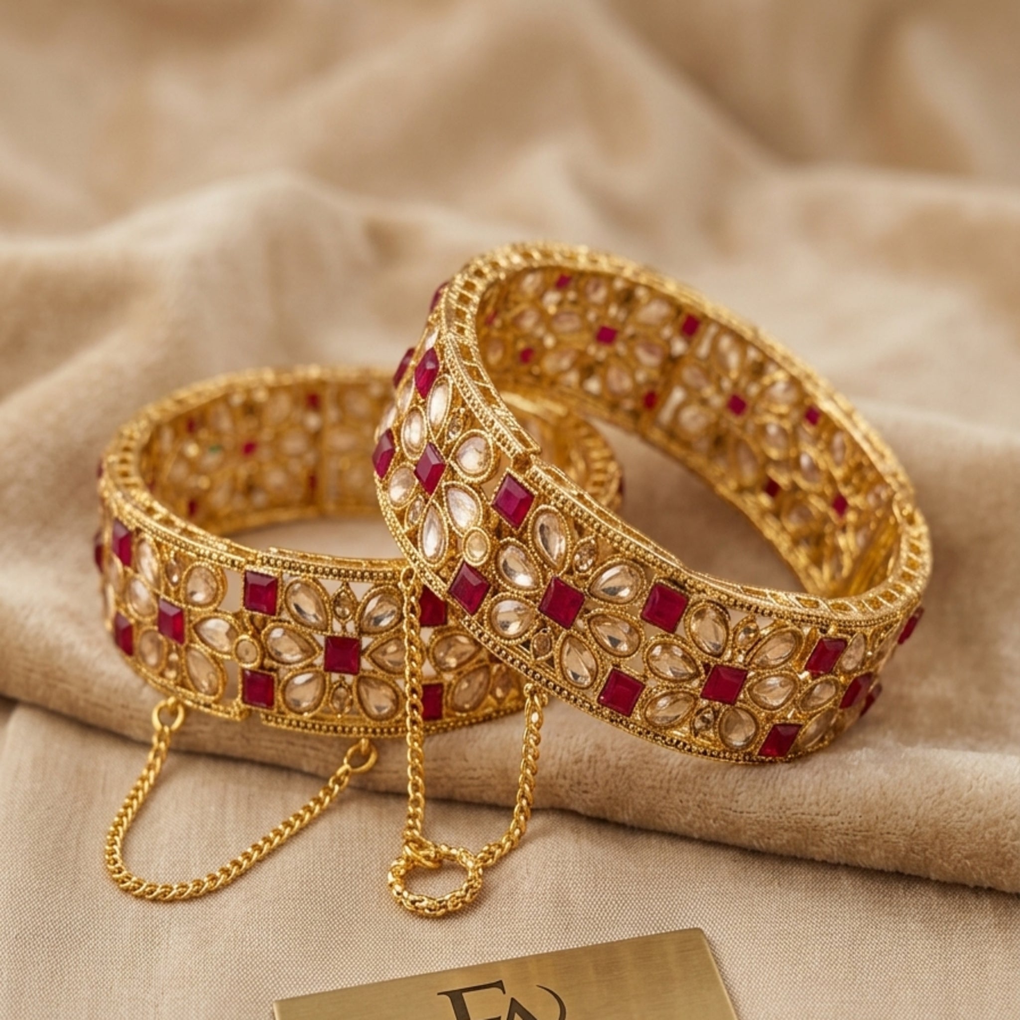 Stylish Golden Red Kara Bangles (FSKB190)