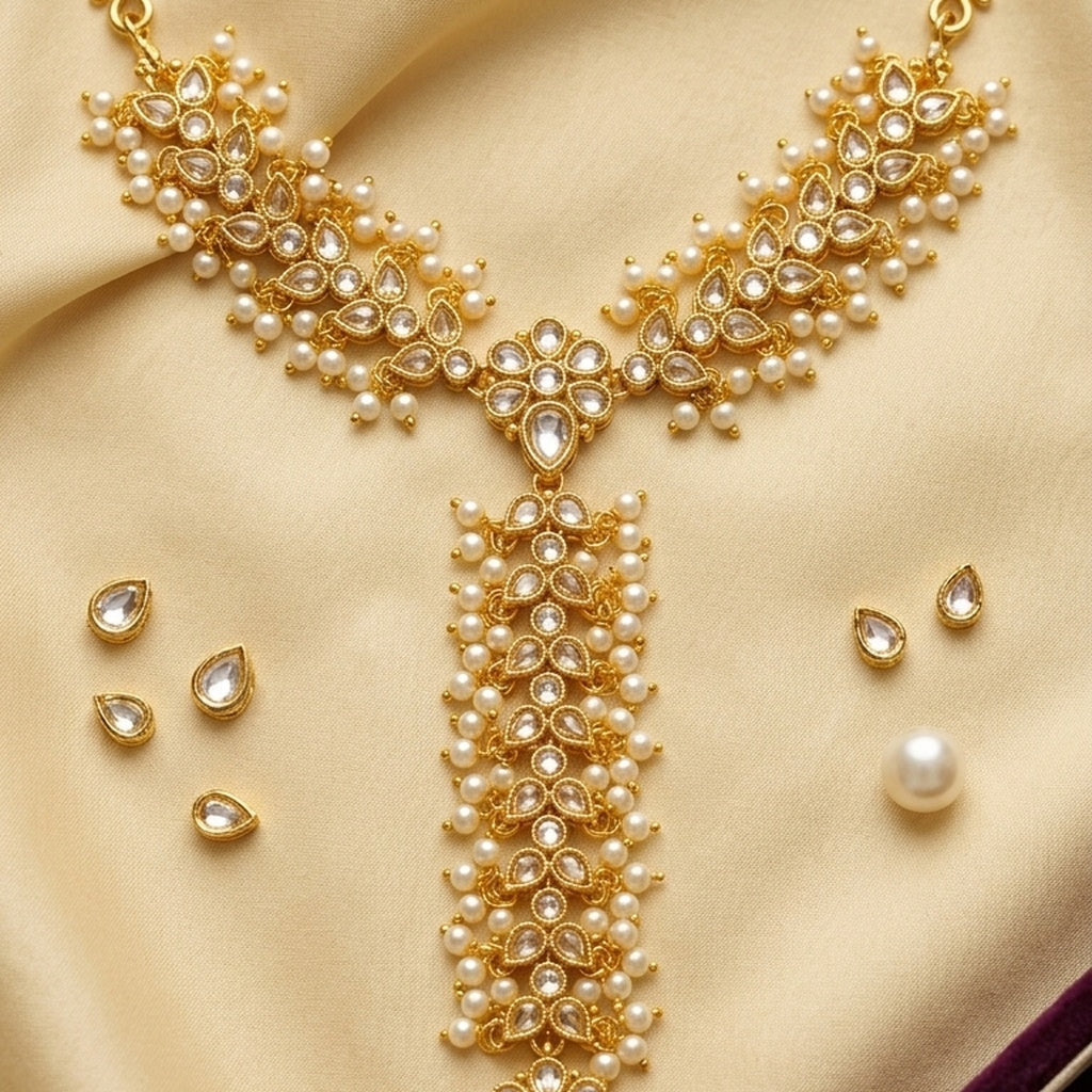 Kundan Pearl – Ring Bracelet Hand Jewelry