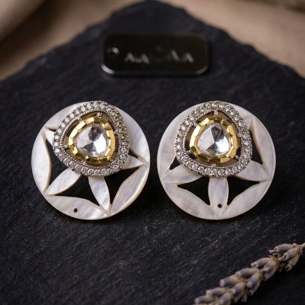 Mother of Pearl Floral Stud Earrings (FSE287)