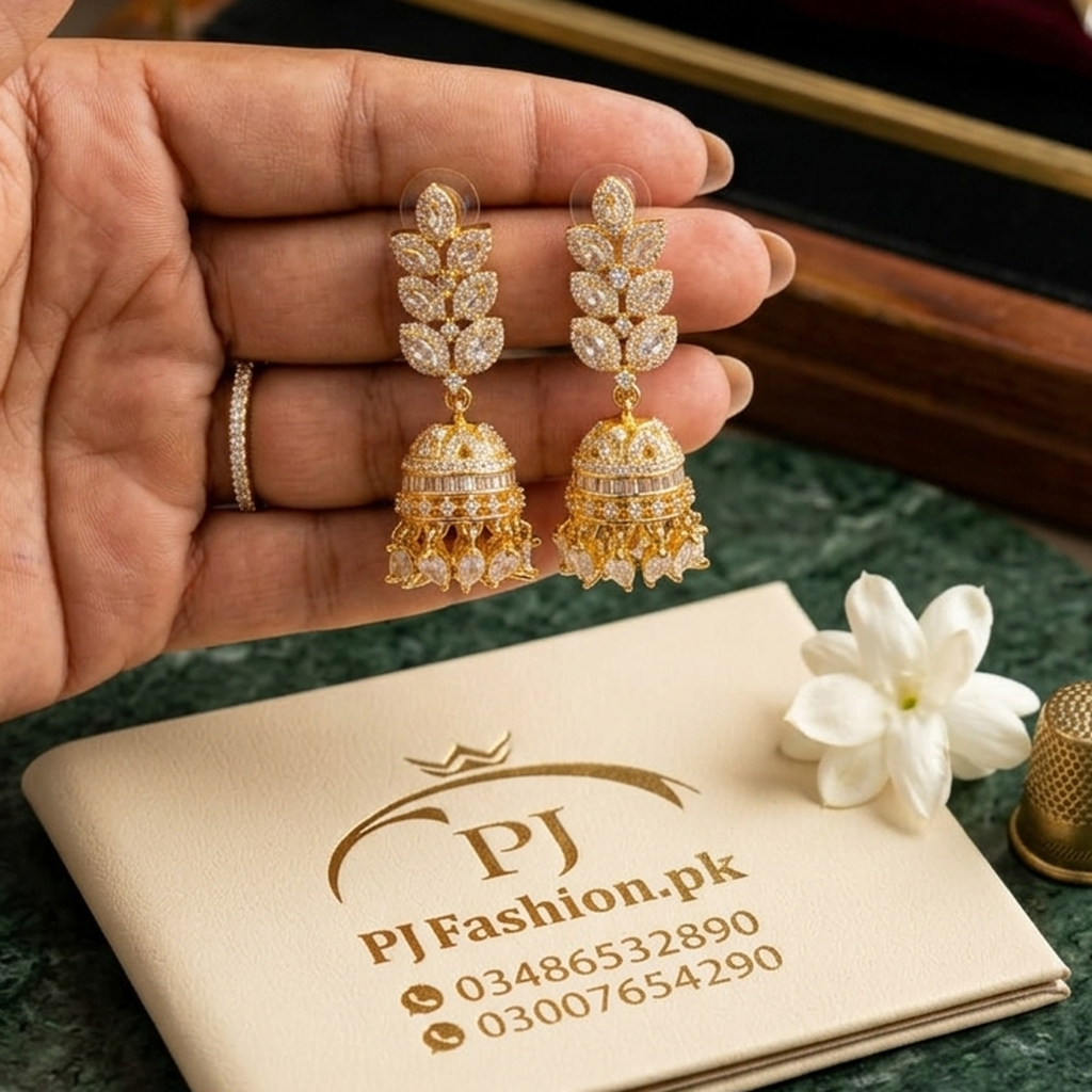 AD Leaf Jhumka Earrings (FSE315)