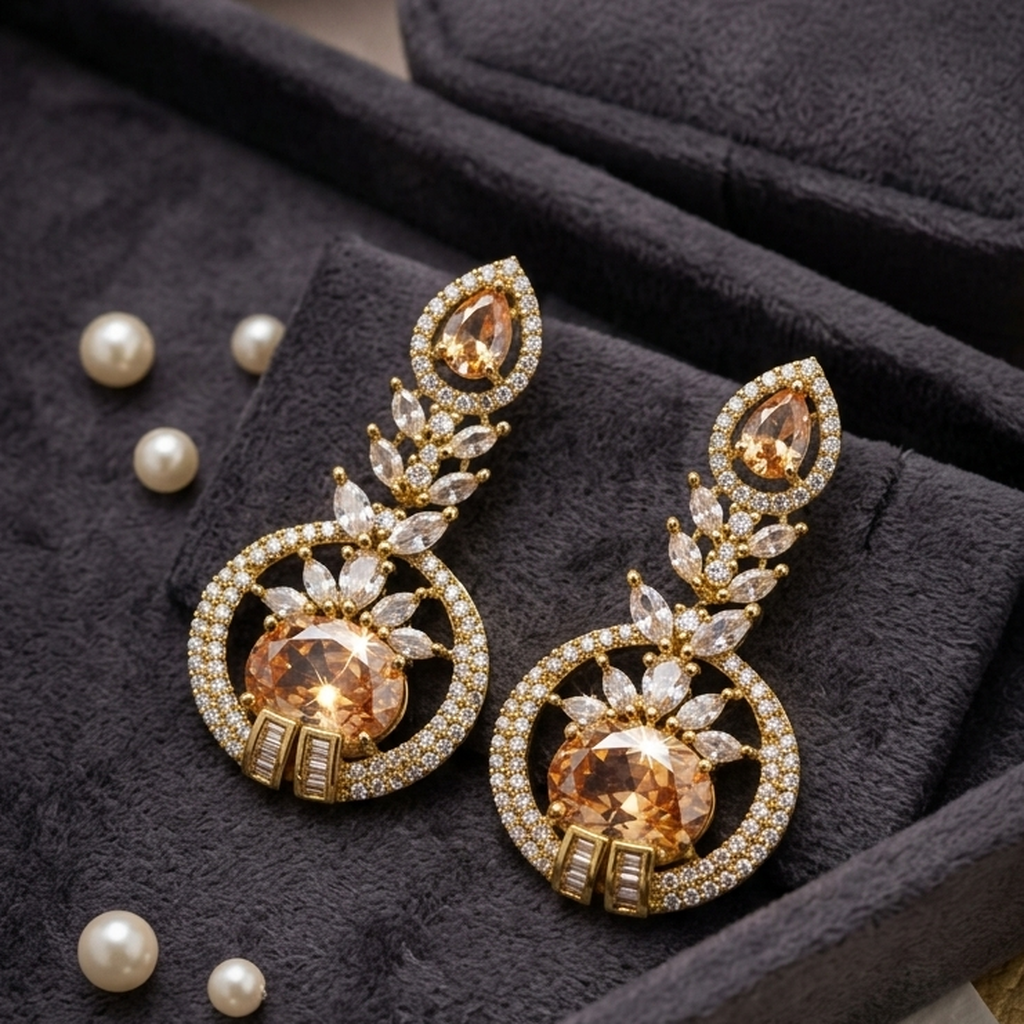 AD Gold Circle Drop Earrings (FSE316)