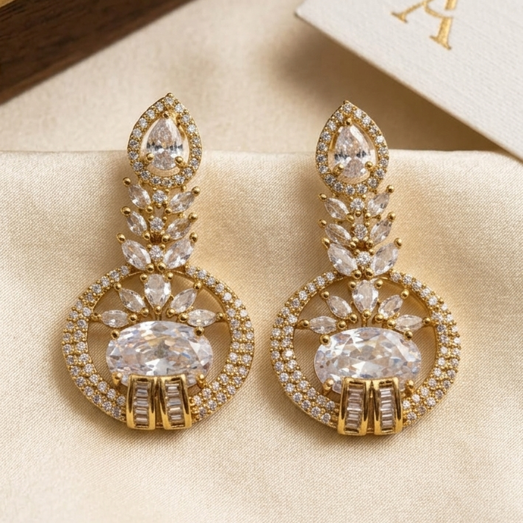 AD Gold Circle Drop Earrings (FSE316)