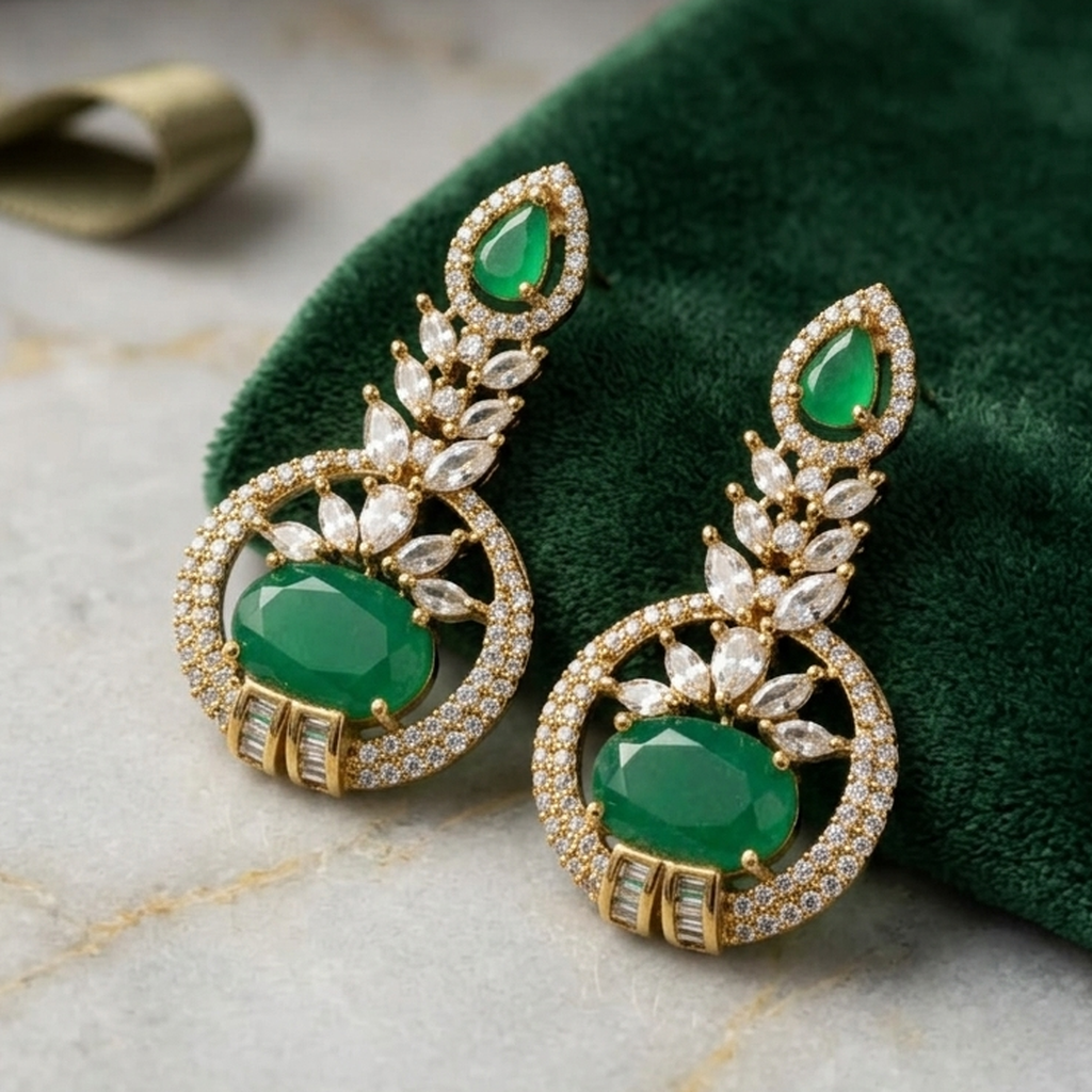 AD Gold Circle Drop Earrings (FSE316)
