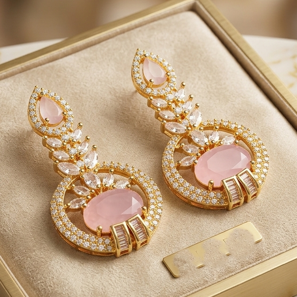 AD Gold Circle Drop Earrings (FSE316)