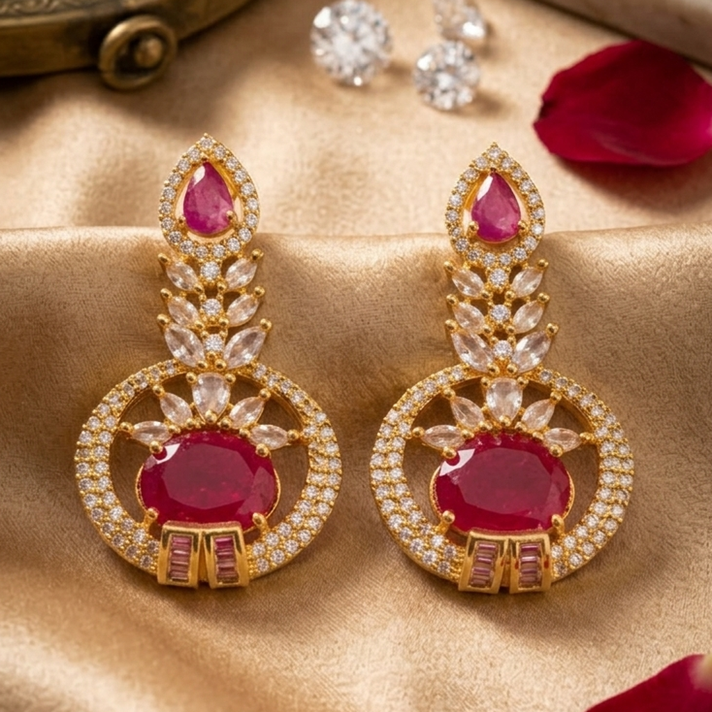 AD Gold Circle Drop Earrings (FSE316)