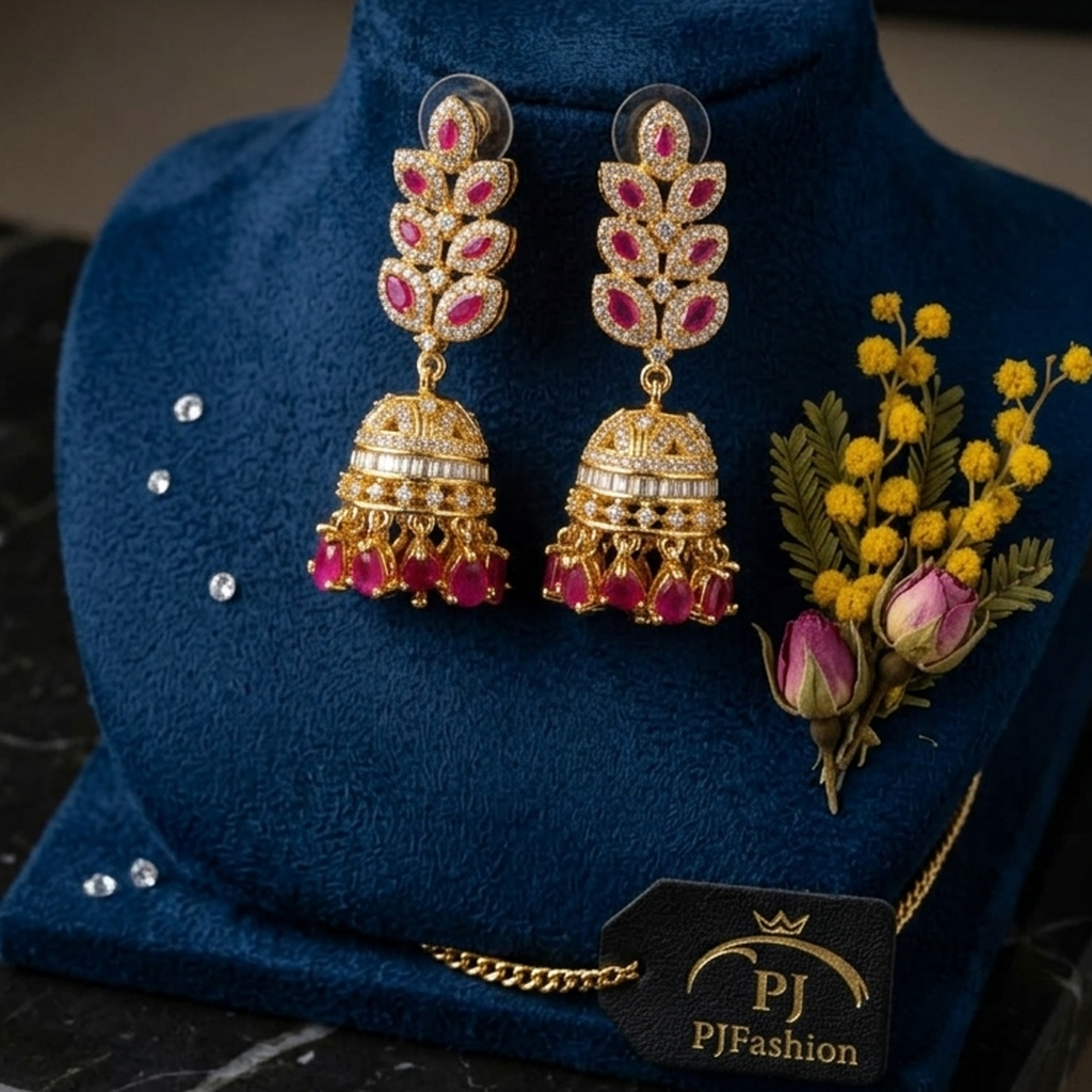 AD Leaf Jhumka Earrings (FSE315)