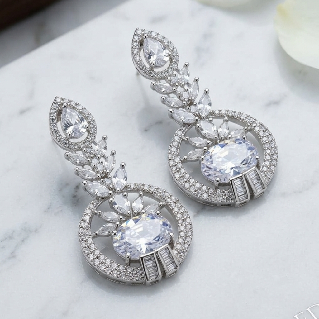 AD Silver Drop Earrings (FSE315)
