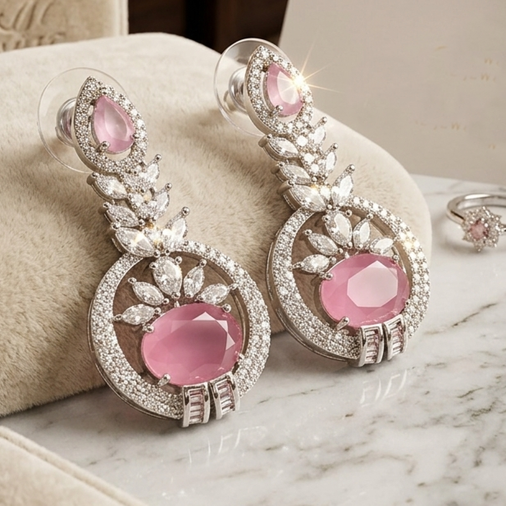 AD Silver Drop Earrings (FSE315)