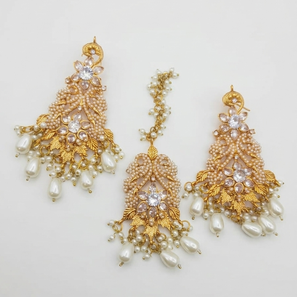 Kundan Earrings & Tikka Set