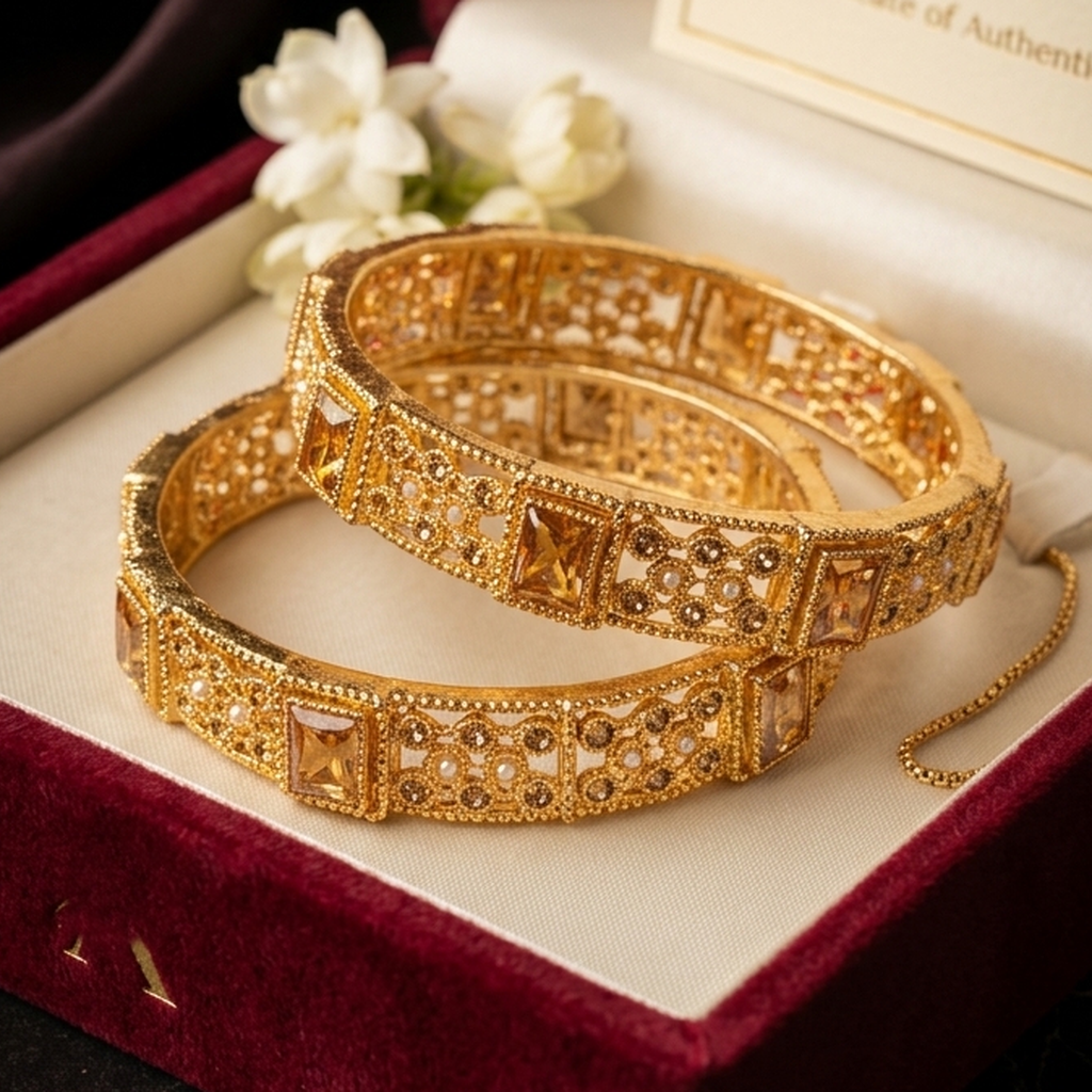 2 Pc Antique Gold Kada Bangles Set (FSB208)