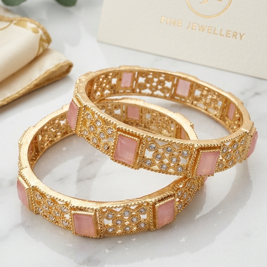 2 Pc Antique Gold Kada Bangles Set (FSB208)