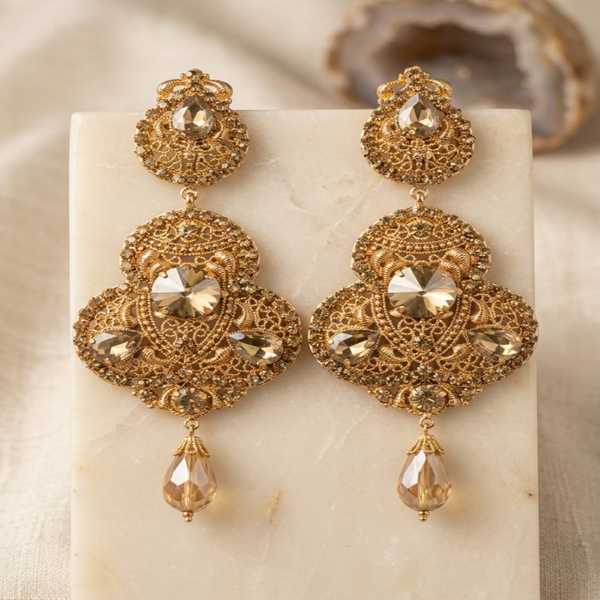 Royal Mint Green Chandbali Earrings (FSE253)