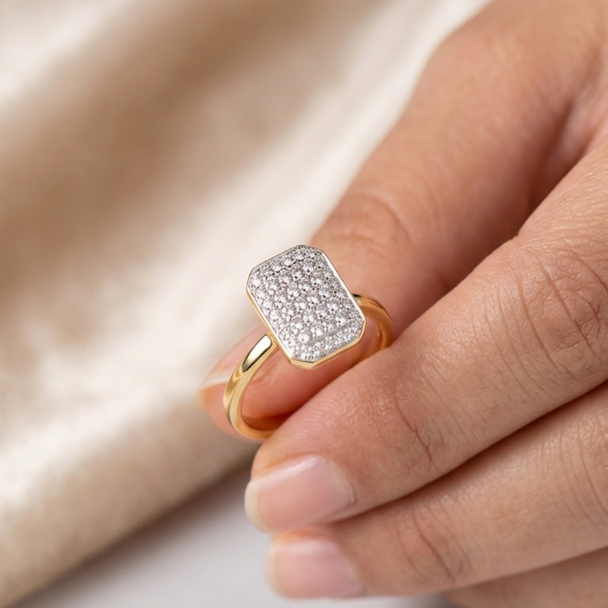 Sleek Rectangular Iced-Out Ring (FSR205)