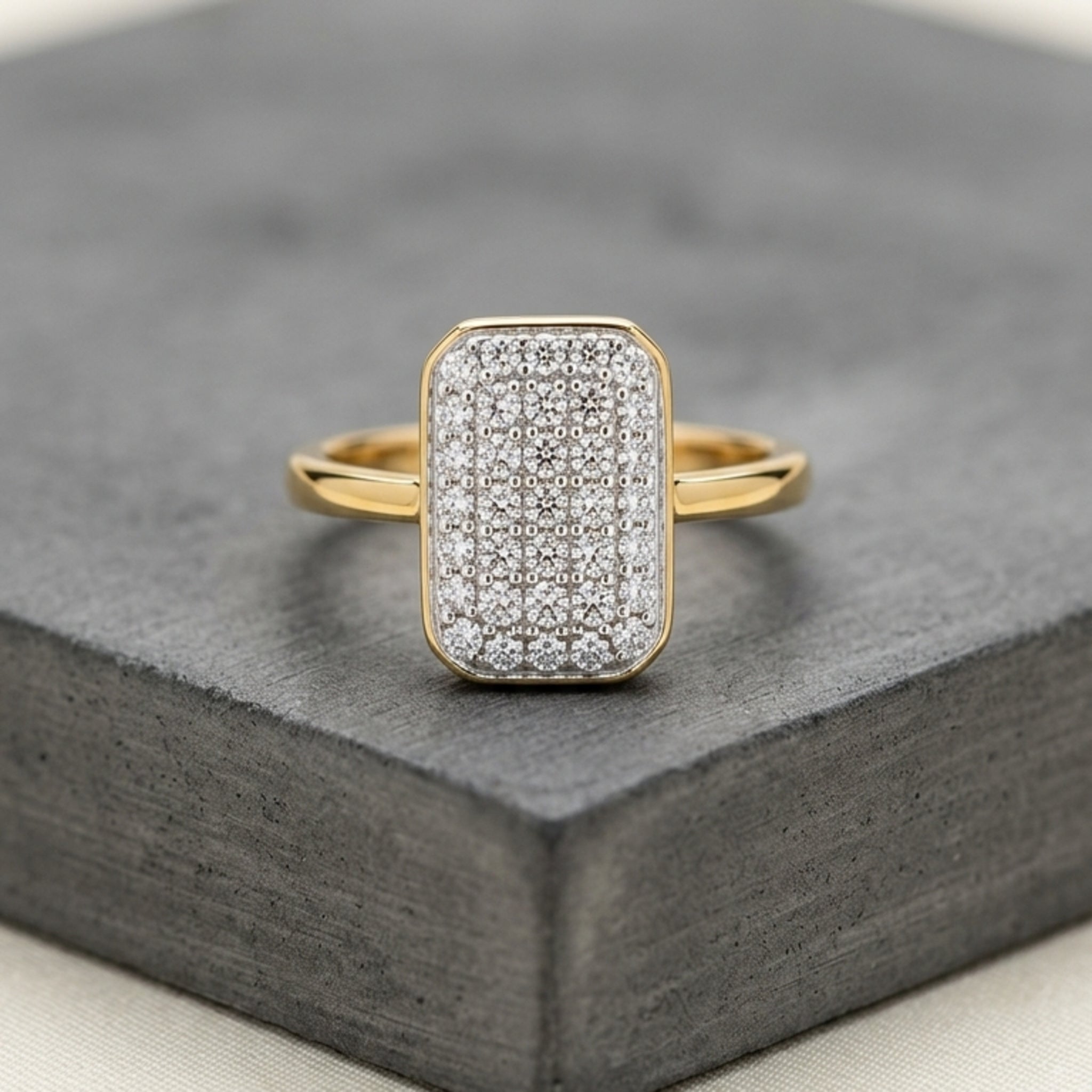 Sleek Rectangular Iced-Out Ring (FSR205)