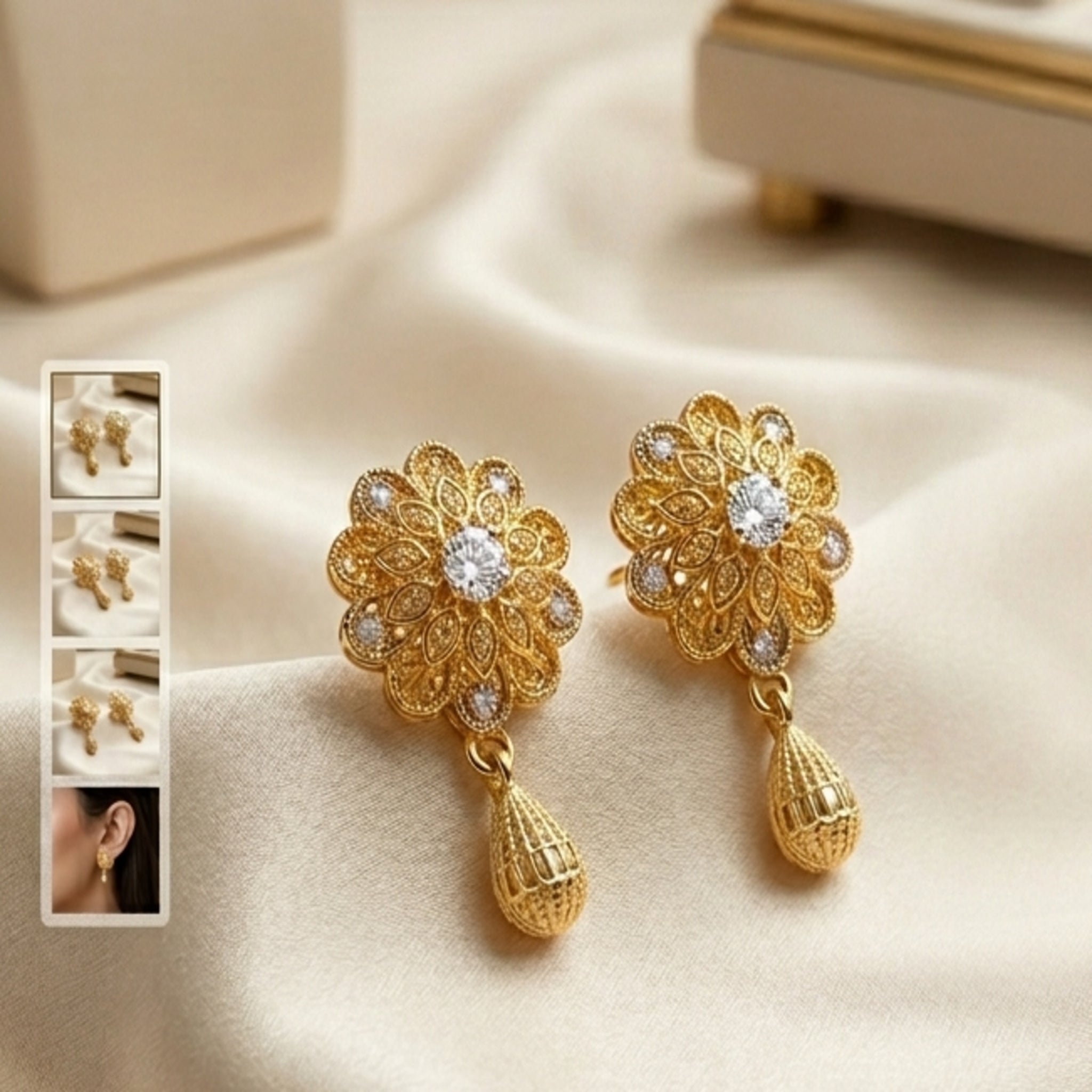 RP Gold Filigree Blossom Earrings (FSE254)