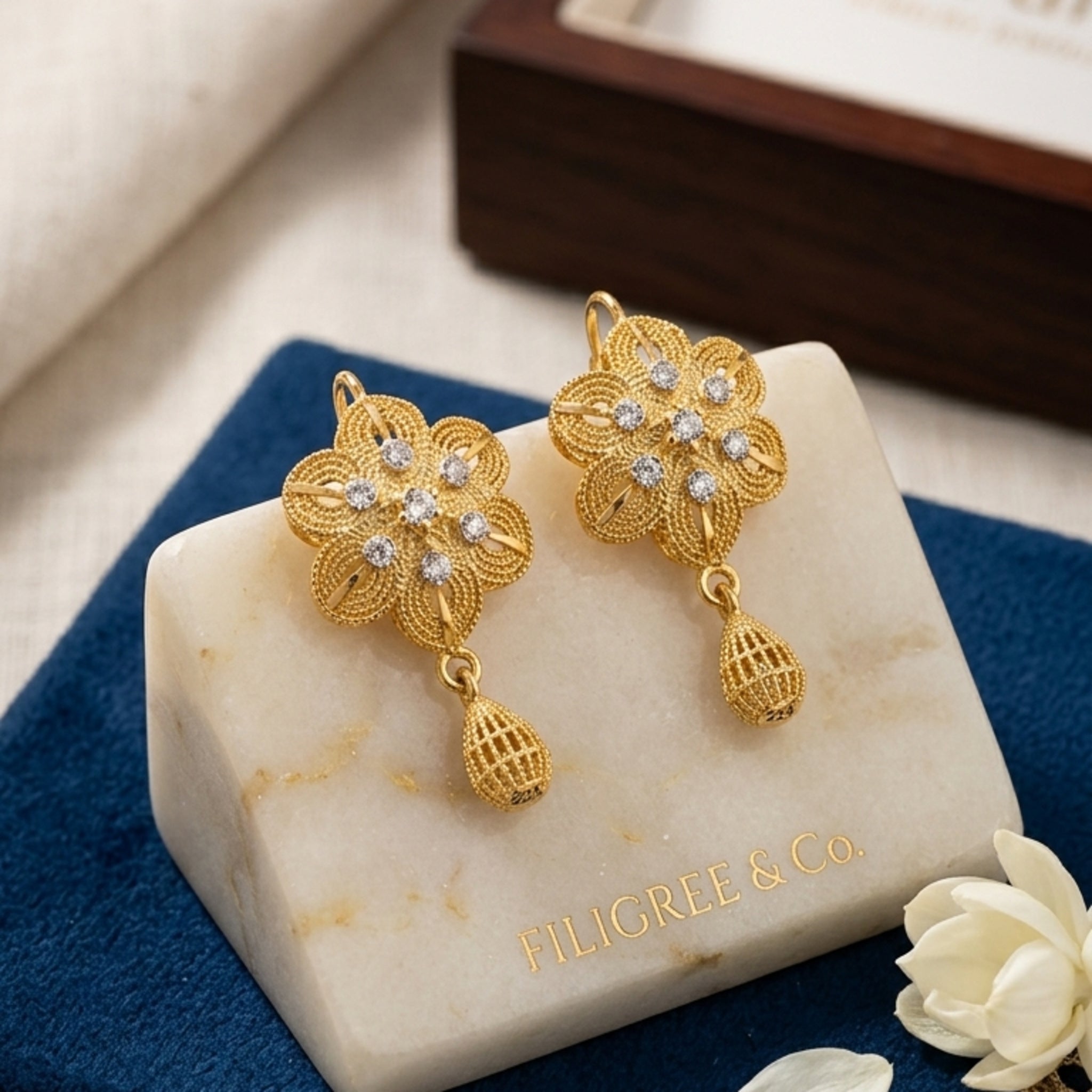 RP Gold Petal-Bloom Earrings (FSE259)