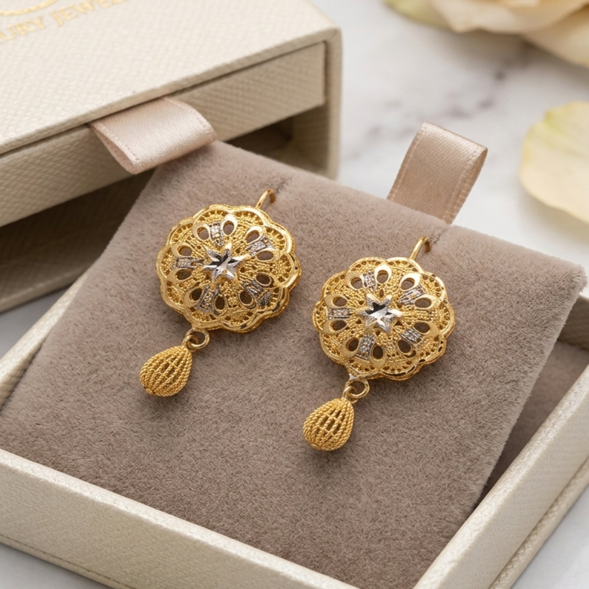 RP Gold Sunburst Earrings (FSE258)