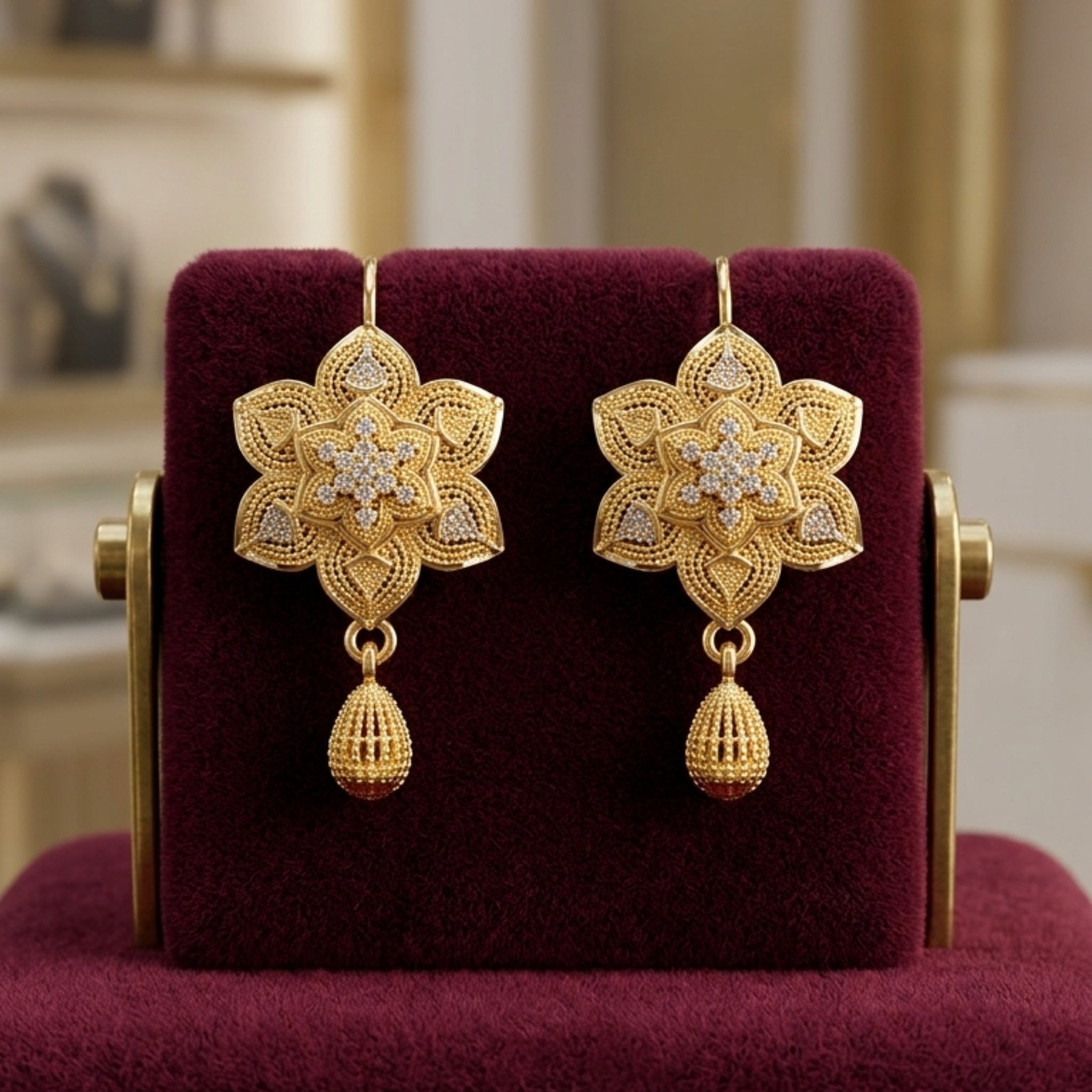 RP Gold Star-Blossom Earrings (FSE257)