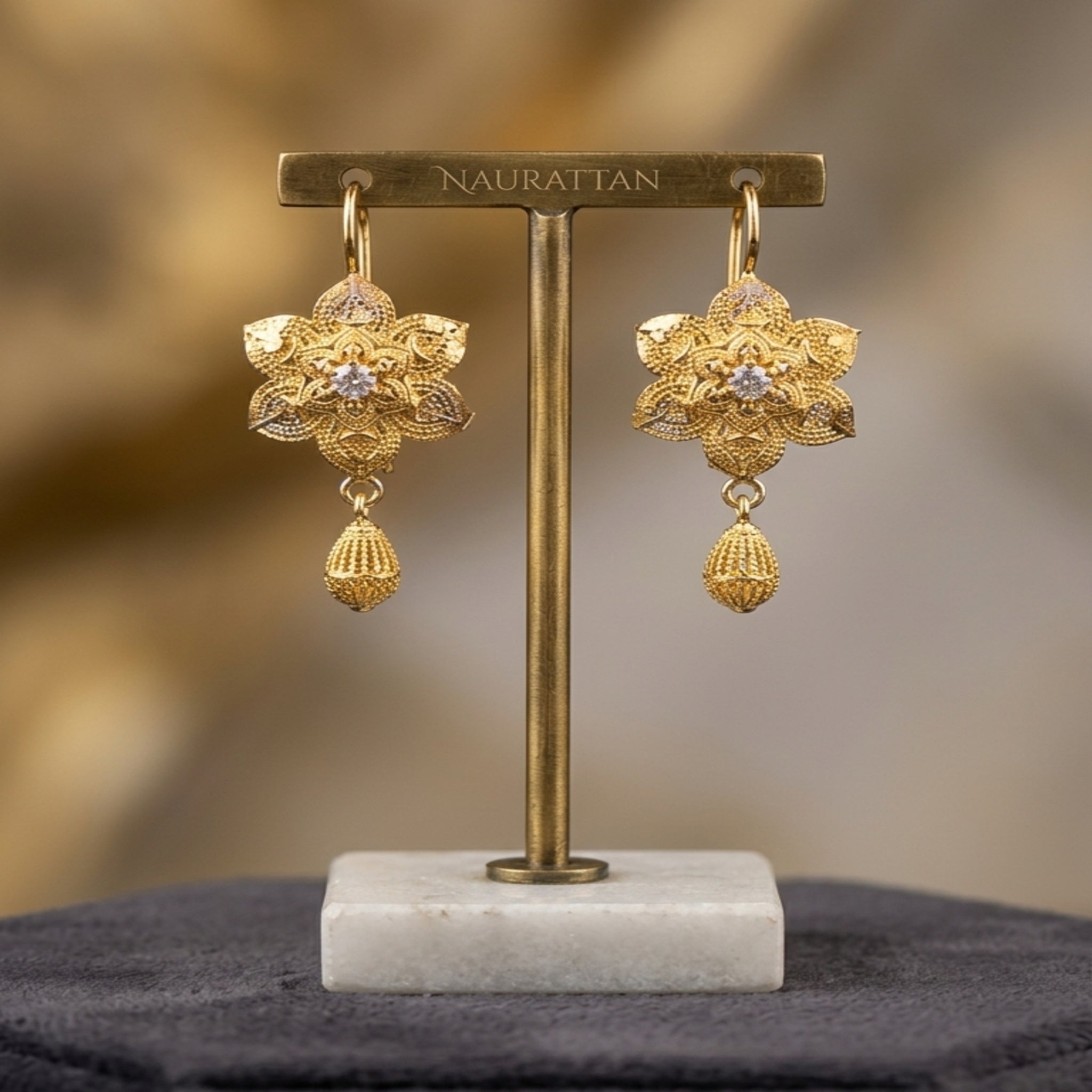 RP Gold Star-Blossom Earrings (FSE257)