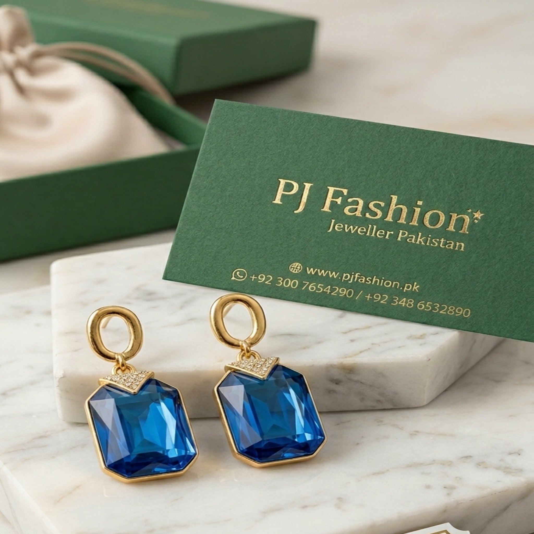 Sapphire Geo Drop Earrings (ES97)