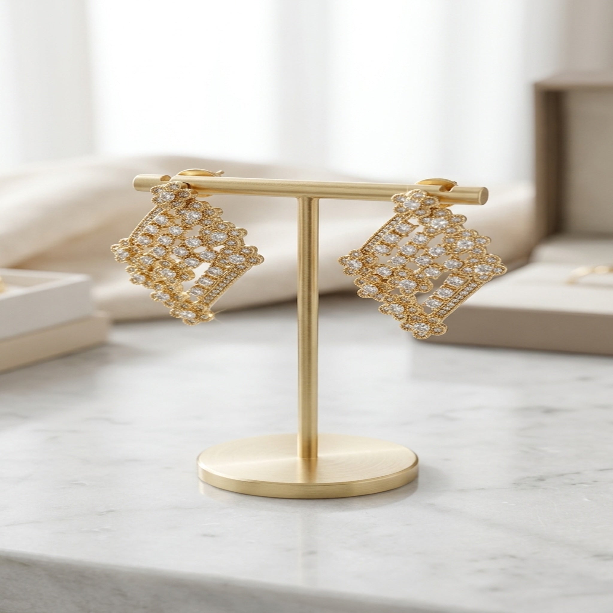 Prism Lattice Statement Earrings (Es105)