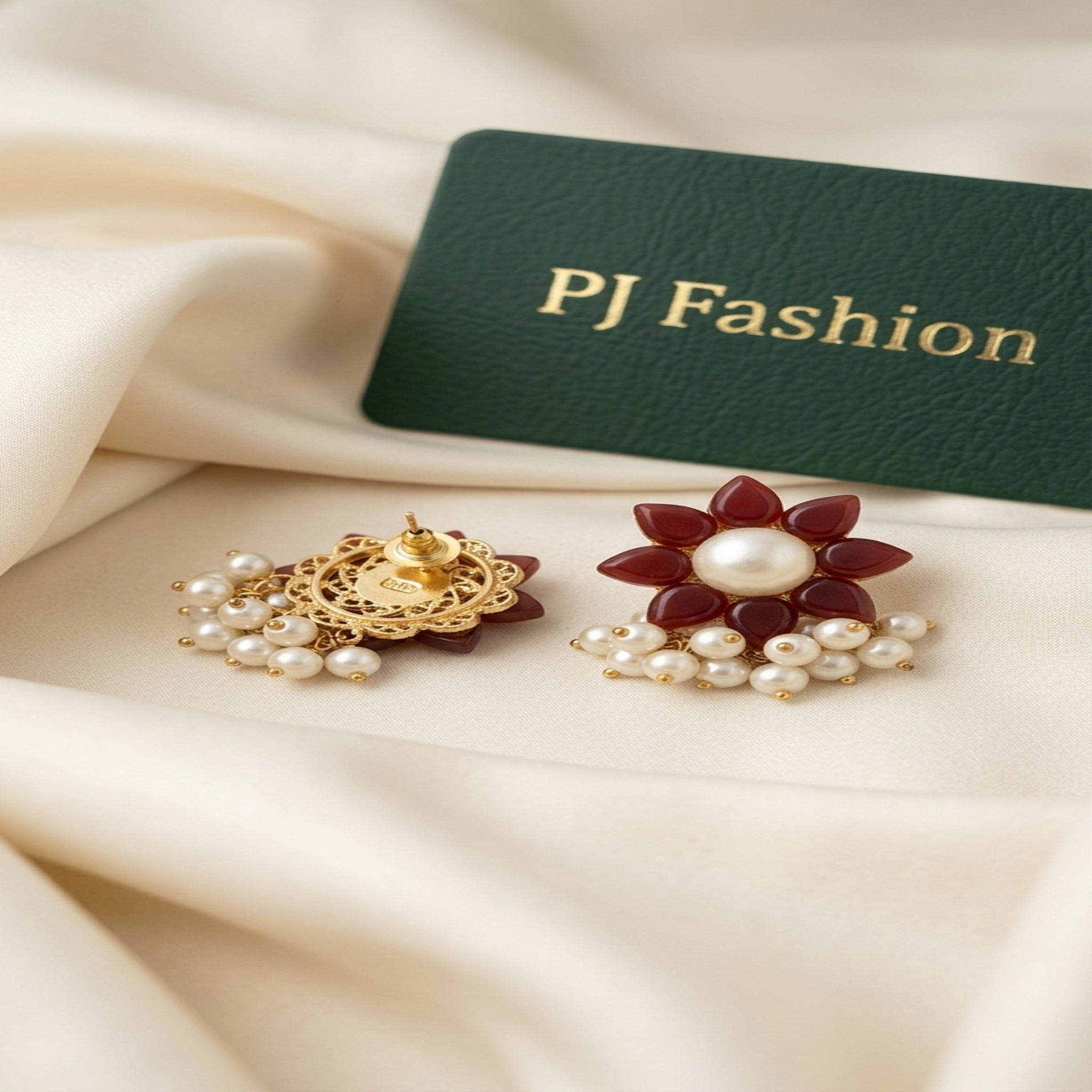 Maroon Blossom Royal Earrings (Es112)