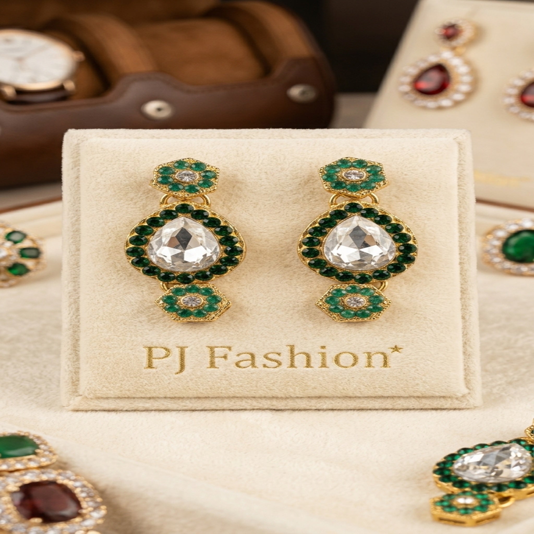 Royal Emerald Teardrop Earrings (Es104)