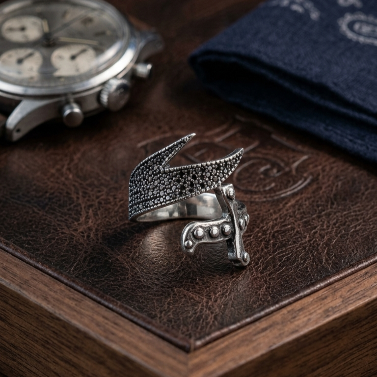 Antique Silver Dagger Wrap Mens Ring