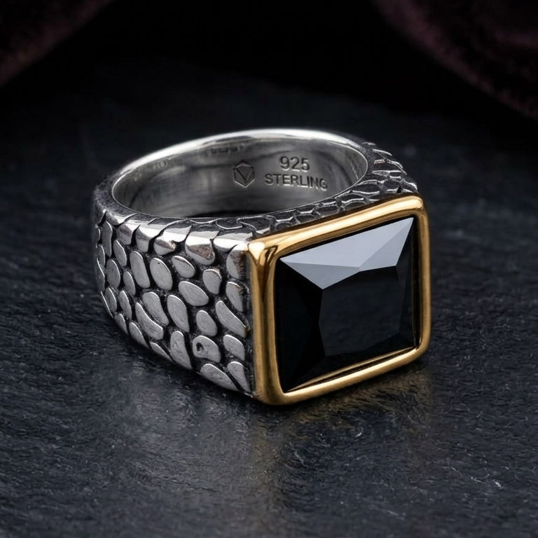 Royal Black Onyx Mens Ring