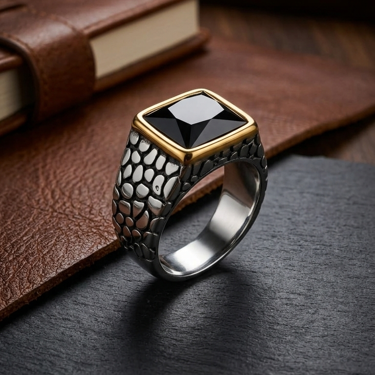 Royal Black Onyx Mens Ring