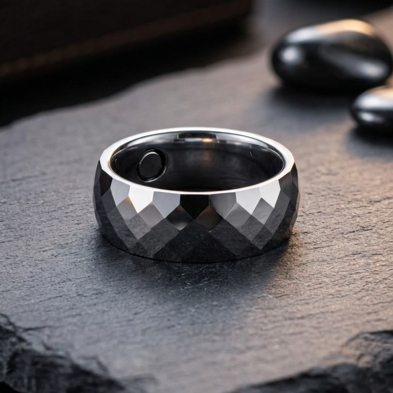 Textured Scale Mens Gemstone Ring