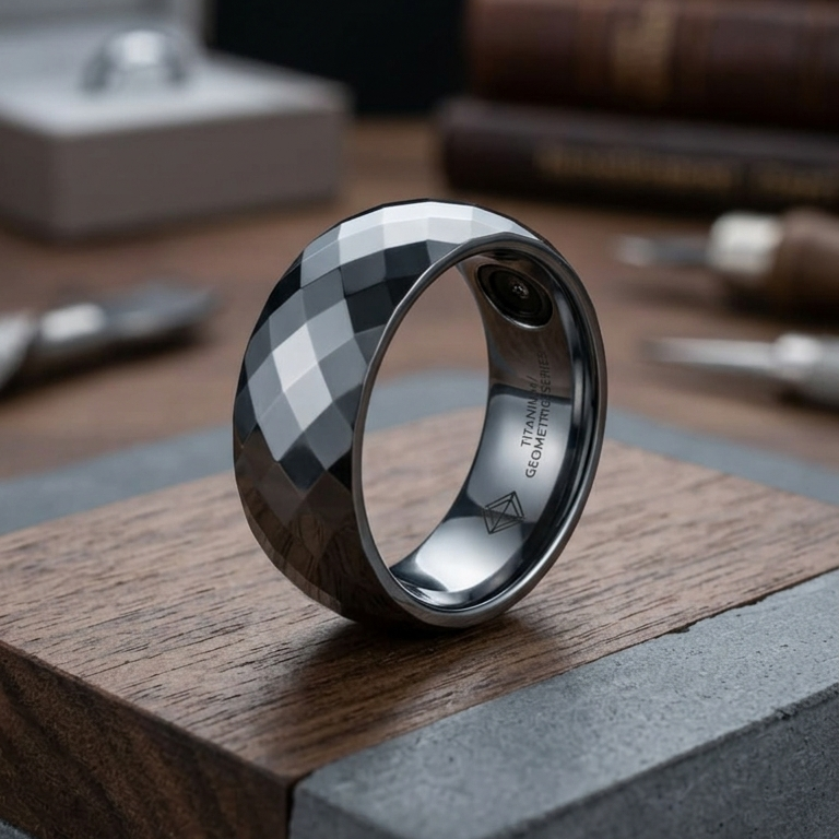 Textured Scale Mens Gemstone Ring