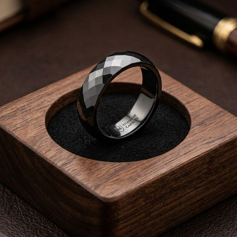 Sleek Horizon Mens Black Onyx Ring