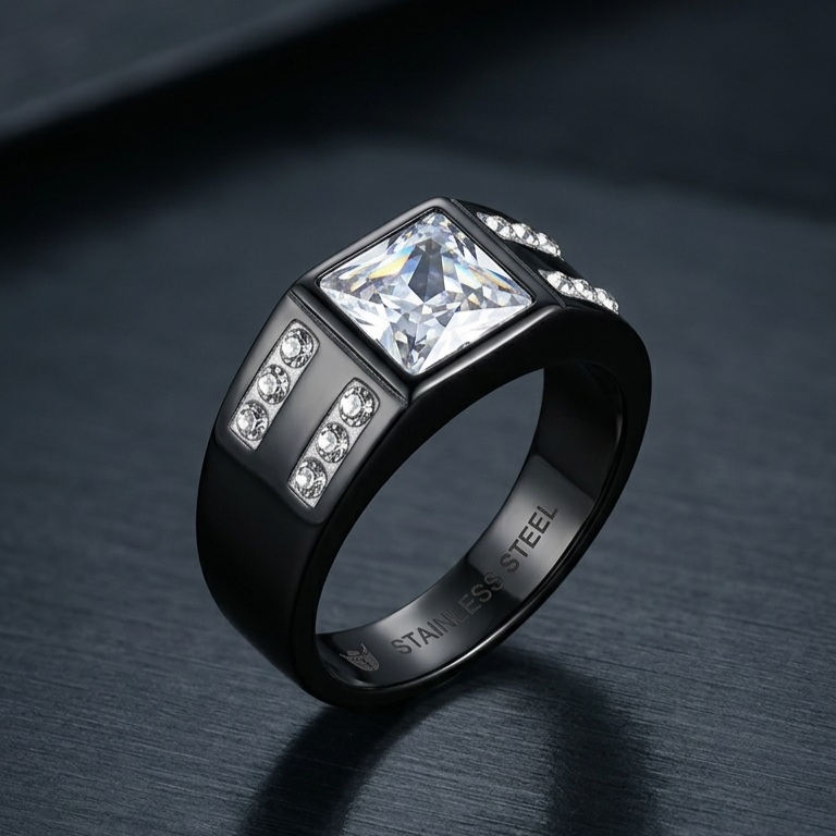 Parallel Dual-Stone Mens Ring