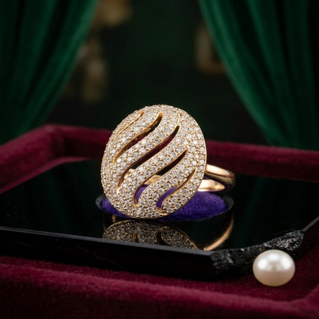 Gold Oval Pave Diamond Ring (FSR215)