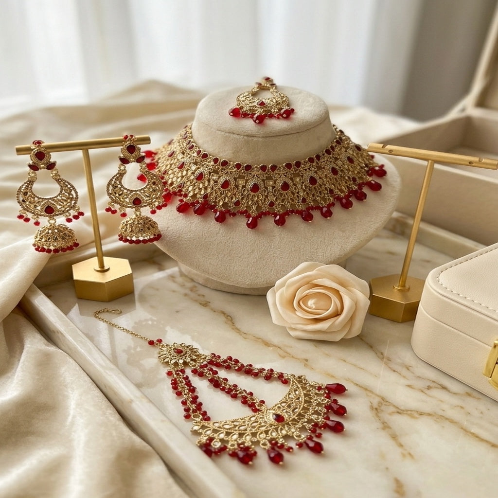PJ Bridal Choker Set with Jhumka Earrings (FDBN109)