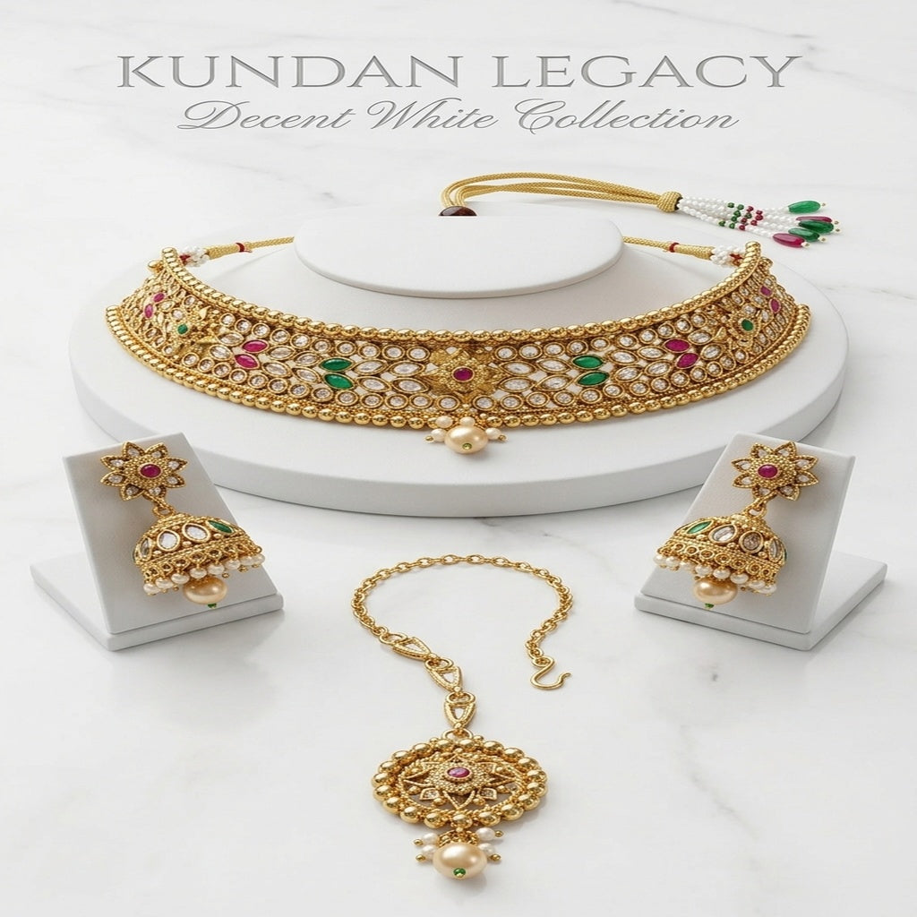 Kundan Choker Set with Jhumka Earrings (FDN273)